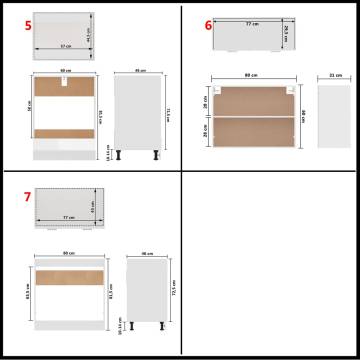 7 Piece High Gloss White Kitchen Cabinet Set | Hipo Market