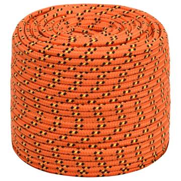 Durable Orange Boat Rope - 10mm x 50m Polypropylene