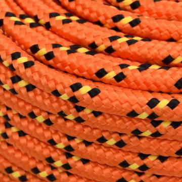 Durable Orange Boat Rope - 10mm x 50m Polypropylene