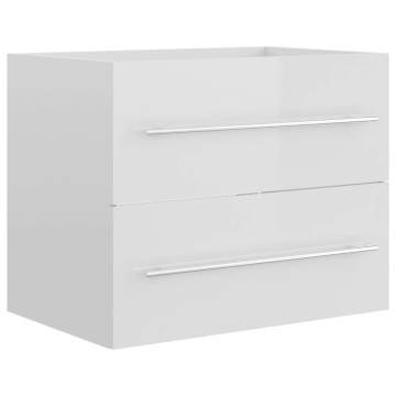 High Gloss White Sink Cabinet - 60x38.5x48 cm | HipoMarket UK