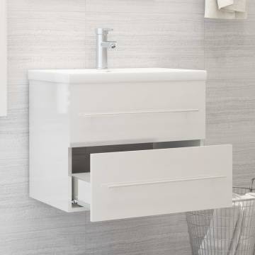 High Gloss White Sink Cabinet - 60x38.5x48 cm | HipoMarket UK