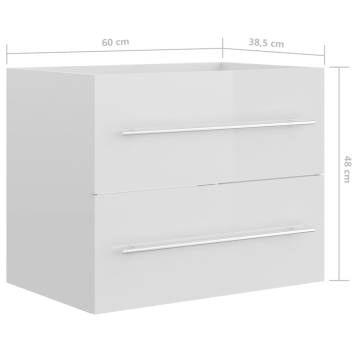 High Gloss White Sink Cabinet - 60x38.5x48 cm | HipoMarket UK