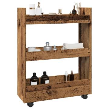 Narrow Storage Trolley 3 Tier - Old Wood Engineered Wood