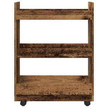 Narrow Storage Trolley 3 Tier - Old Wood Engineered Wood