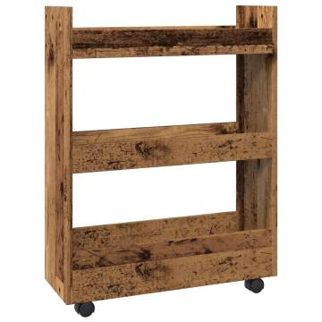 Narrow Storage Trolley 3 Tier - Old Wood Engineered Wood