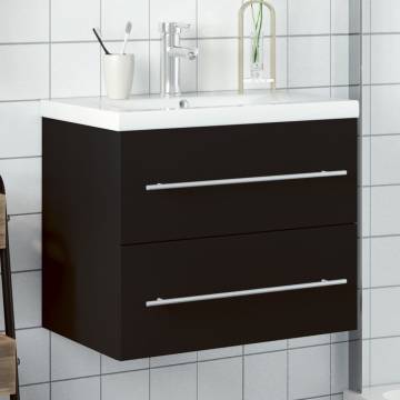 Stylish Black Bathroom Sink Cabinet with Built-in Basin