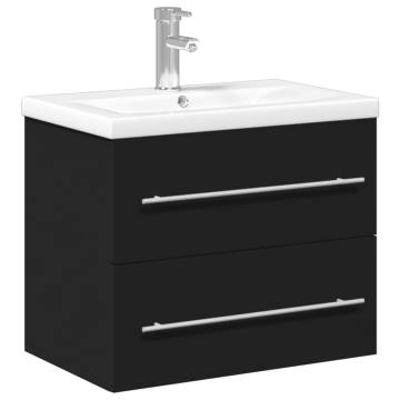 Stylish Black Bathroom Sink Cabinet with Built-in Basin