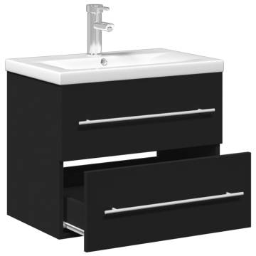 Stylish Black Bathroom Sink Cabinet with Built-in Basin