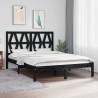  Bed Frame without Mattress Black Solid Wood Double Colour black Size 135 x 190 cm 