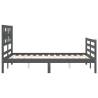 Grey Bed Frame with Headboard - Solid Wood 140x190 cm