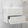 High Gloss White Sink Cabinet with Built-in Basin - Modern Design