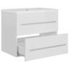 High Gloss White Sink Cabinet with Built-in Basin - Modern Design