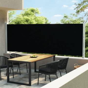 Patio Retractable Side Awning 160x600 cm Black | Hipo Market