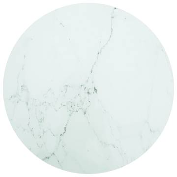 Table Top White Ø80cm Tempered Glass with Marble Design