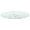 Table Top White Ø80cm Tempered Glass with Marble Design