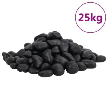 Polished Pebbles 25 kg Black 2-5 cm for Aquariums & Gardens