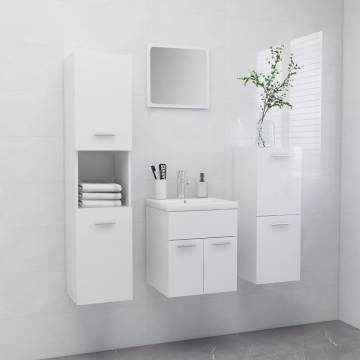 High Gloss White Bathroom Furniture Set | Stylish Storage