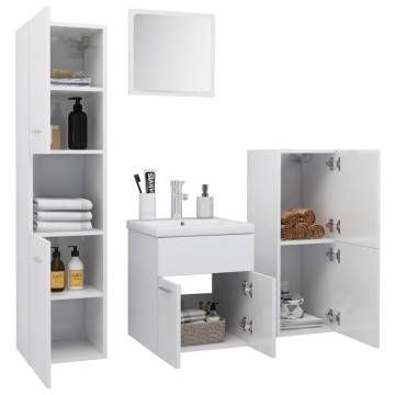 High Gloss White Bathroom Furniture Set | Stylish Storage