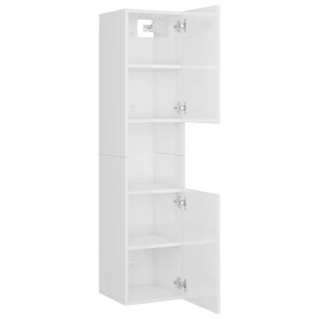 High Gloss White Bathroom Furniture Set | Stylish Storage