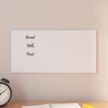 Wall-Mounted Magnetic Board White 40x20 cm - Tempered Glass