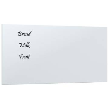 Wall-Mounted Magnetic Board White 40x20 cm - Tempered Glass