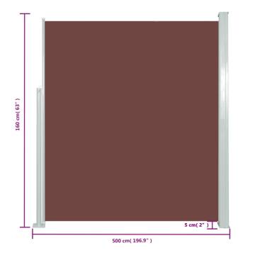 Patio Retractable Side Awning 160x500 cm Brown - Hipomarket