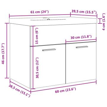 Bathroom Sink Cabinet with Basin - Concrete Grey Style