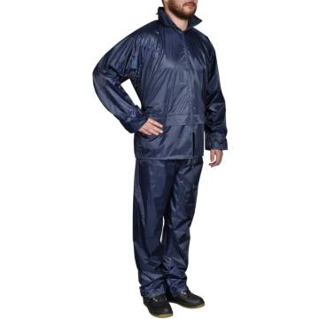 Men's Navy Blue 2-Piece Rain Suit with Hood XL - HipoMarket