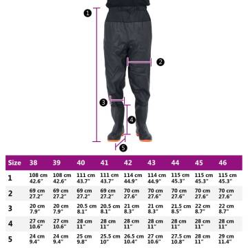 Durable Waist Waders with Boots - Size 42 | HipoMarket