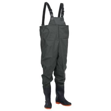 Chest Waders with Boots Dark Green Size 40 - Durable & Flexible