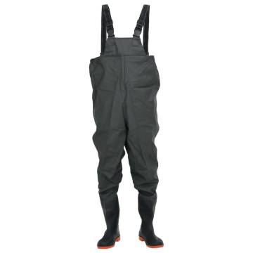 Chest Waders with Boots Dark Green Size 40 - Durable & Flexible