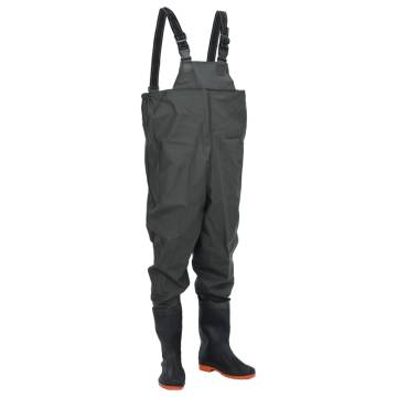 Durable Chest Waders with Boots - Size 42 - Dark Green