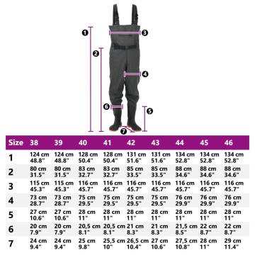 Chest Waders with Boots and Belt Dark Green Size 45 - HipoMarket