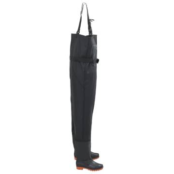 Durable Chest Waders with Boots & Belt - Size 41 Black