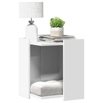 Stylish Cat Litter Box Enclosure - White Engineered Wood