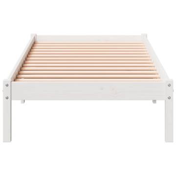 Extra Long White Bed Frame - Solid Pine 100x210 cm