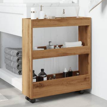 Narrow Storage Trolley 3 Tier - Artisian Oak | HipoMarket UK