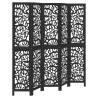 Elegant 5-Panel Black Solid Wood Room Divider | HipoMarket