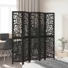 Elegant 5-Panel Black Solid Wood Room Divider | HipoMarket