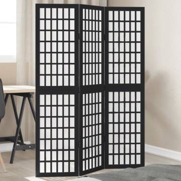 Elegant Black Solid Wood Room Divider - 3 Panels | Hipo Market