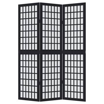 Elegant Black Solid Wood Room Divider - 3 Panels | Hipo Market