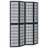 Elegant Black Solid Wood Room Divider - 4 Panels