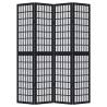 Elegant Black Solid Wood Room Divider - 4 Panels