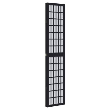 Elegant Black Solid Wood Room Divider - 4 Panels