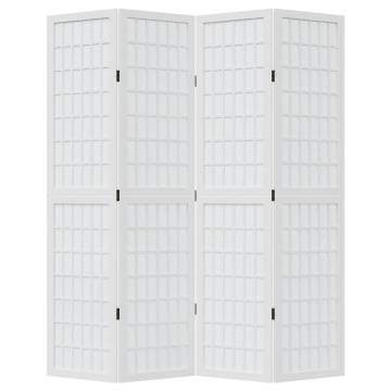 Elegant 4 Panel Room Divider - White Solid Wood Paulownia