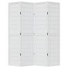 Elegant 4 Panel Room Divider - White Solid Wood Paulownia