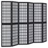 Elegant Room Divider 6 Panels Black Solid Wood Paulownia