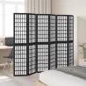 Elegant Room Divider 6 Panels Black Solid Wood Paulownia