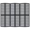 Elegant Room Divider 6 Panels Black Solid Wood Paulownia