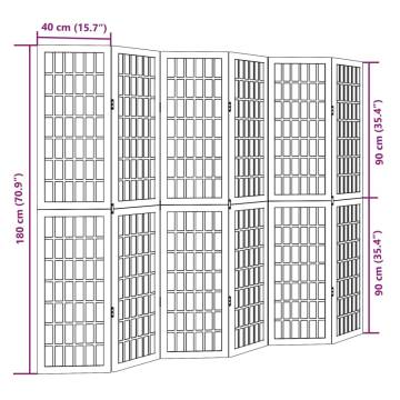 Elegant Room Divider 6 Panels Black Solid Wood Paulownia